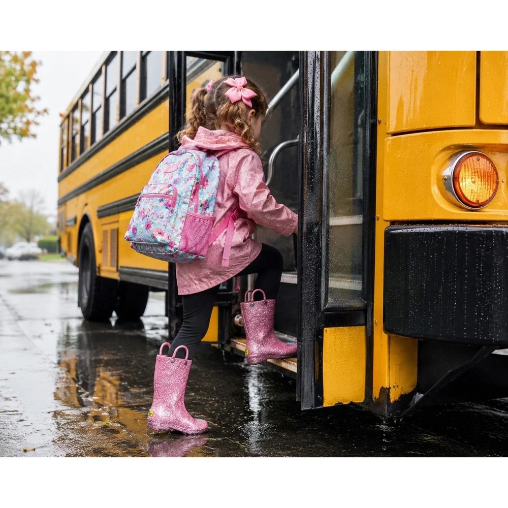Western Chief Girls Abby Toddler 7 Pink Glitter Light Up Waterproof Rain Boots